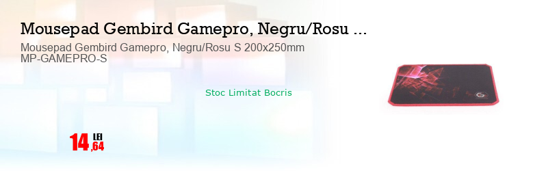 Mousepad Gembird Gamepro, Negru/Rosu S 200x250mm MP-GAMEPRO-S