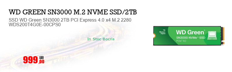 SSD WD Green SN3000 2TB PCI Express 4.0 x4 M.2 2280 WDS200T4G0E-00CPS0