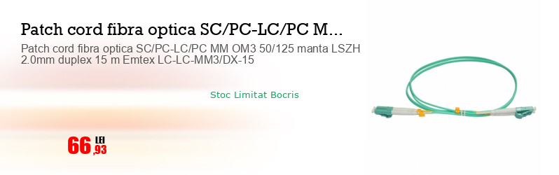 Patch cord fibra optica SC/PC-LC/PC MM OM3 50/125 manta LSZH 2.0mm duplex 15 m Emtex LC-LC-MM3/DX-15