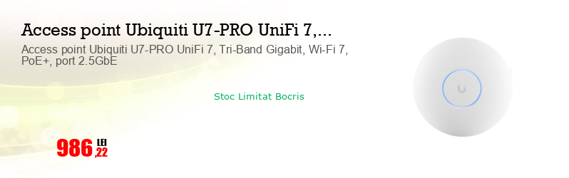 Access point Ubiquiti U7-PRO UniFi 7, Tri-Band Gigabit, Wi-Fi 7, PoE+, port 2.5GbE