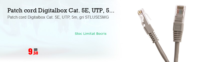 Patch cord Digitalbox Cat. 5E, UTP, 5m, gri STLU5E5MG
