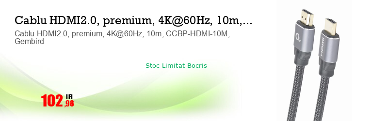 Cablu HDMI2.0, premium, 4K@60Hz, 10m, CCBP-HDMI-10M, Gembird