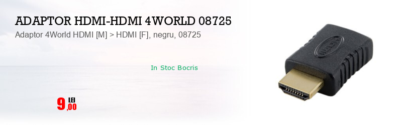 Adaptor 4World HDMI [M] > HDMI [F], negru, 08725