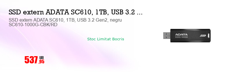 SSD extern ADATA SC610, 1TB, USB 3.2 Gen2, negru SC610-1000G-CBK/RD
