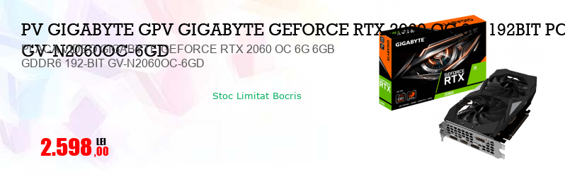 PLACA VIDEO GIGABYTE GEFORCE RTX 2060 OC 6G 6GB GDDR6 192-BIT GV-N2060OC-6GD