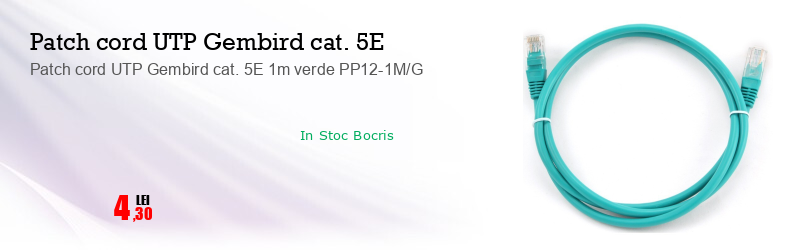 Patch cord UTP Gembird cat. 5E 1m verde PP12-1M/G
