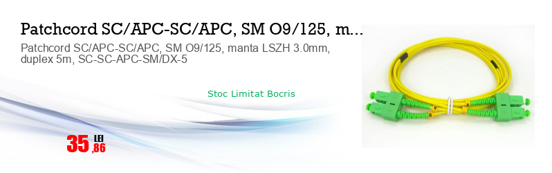 Patchcord SC/APC-SC/APC, SM O9/125, manta LSZH 3.0mm, duplex 5m, SC-SC-APC-SM/DX-5