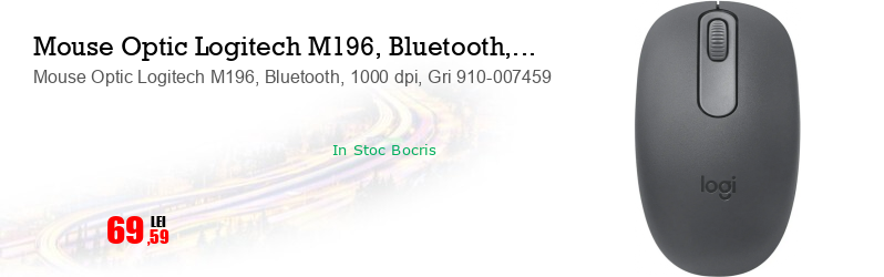 Mouse Optic Logitech M196, Bluetooth, 1000 dpi, Gri 910-007459
