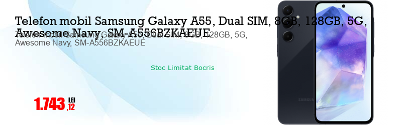 Telefon mobil Samsung Galaxy A55, Dual SIM, 8GB, 128GB, 5G, Awesome Navy, SM-A556BZKAEUE