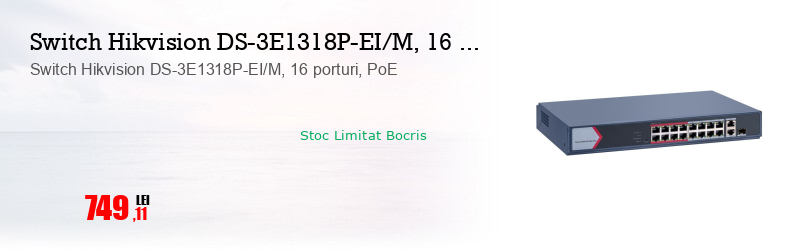 Switch Hikvision DS-3E1318P-EI/M, 16 porturi, PoE