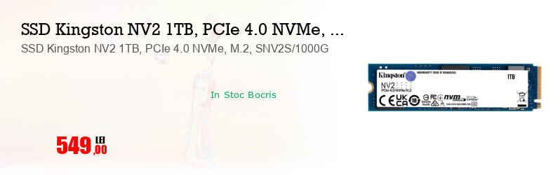 SSD Kingston NV2 1TB, PCIe 4.0 NVMe, M.2, SNV2S/1000G