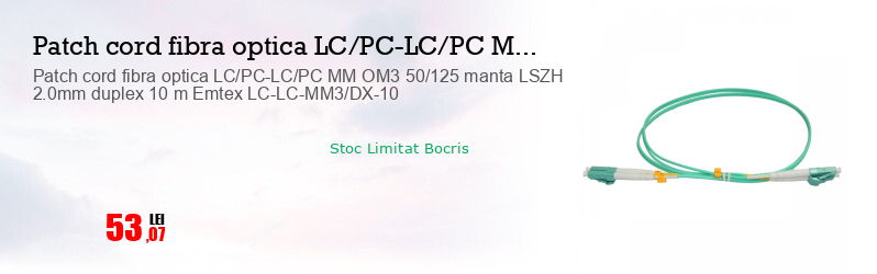 Patch cord fibra optica LC/PC-LC/PC MM OM3 50/125 manta LSZH 2.0mm duplex 10 m Emtex LC-LC-MM3/DX-10