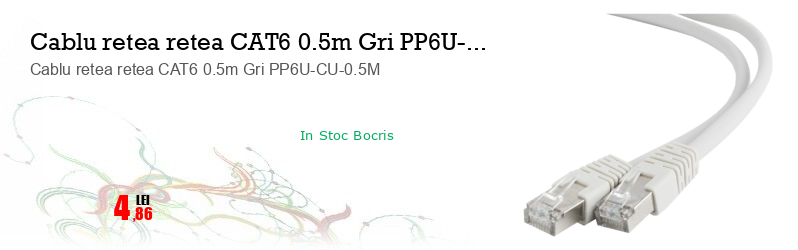 Cablu retea retea CAT6 0.5m Gri PP6U-CU-0.5M