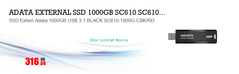 SSD Extern Adata 1000GB USB 3.1 BLACK SC610-1000G-CBK/RD