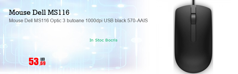 Mouse Dell MS116 Optic 3 butoane 1000dpi USB black 570-AAIS