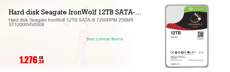 Hard disk Seagate IronWolf 12TB SATA-III 7200RPM 256MB ST12000VN0008