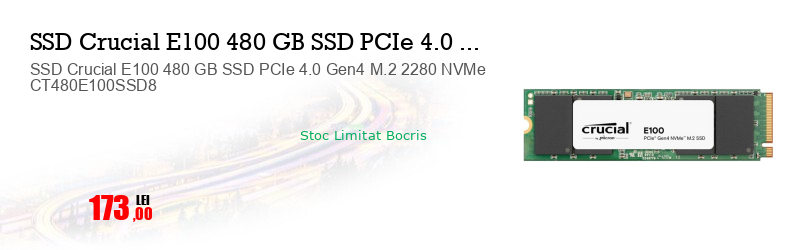 SSD Crucial E100 480 GB SSD PCIe 4.0 Gen4 M.2 2280 NVMe CT480E100SSD8