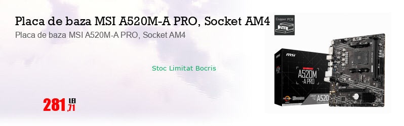Placa de baza MSI A520M-A PRO, Socket AM4