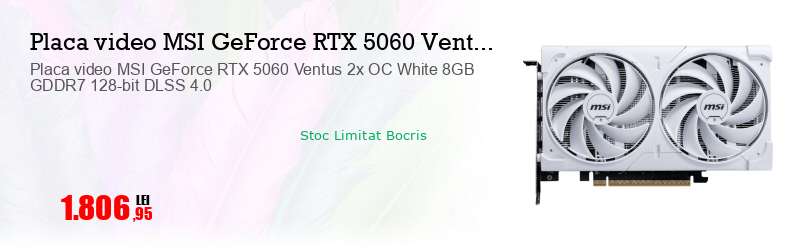 Placa video MSI GeForce RTX 5060 Ventus 2x OC White 8GB GDDR7 128-bit DLSS 4.0