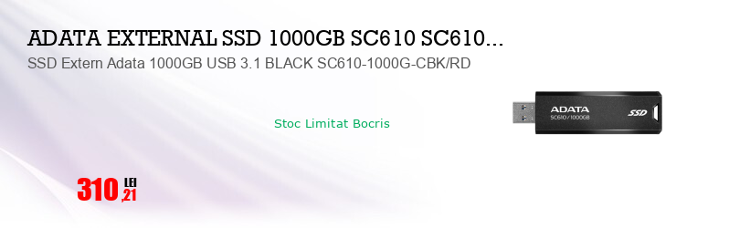 SSD Extern Adata 1000GB USB 3.1 BLACK SC610-1000G-CBK/RD