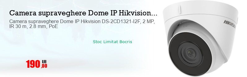 Camera supraveghere Dome IP Hikvision DS-2CD1321-I2F, 2 MP, IR 30 m, 2.8 mm, PoE