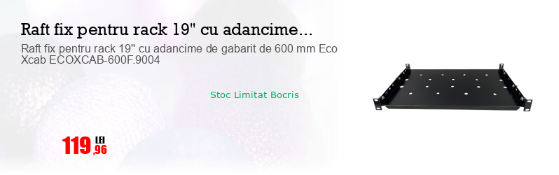 Raft fix pentru rack 19'' cu adancime de gabarit de 600 mm Eco Xcab ECOXCAB-600F.9004