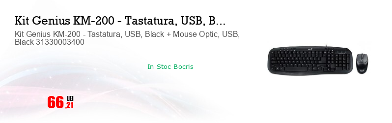 Kit Genius KM-200 - Tastatura, USB, Black + Mouse Optic, USB, Black 31330003400
