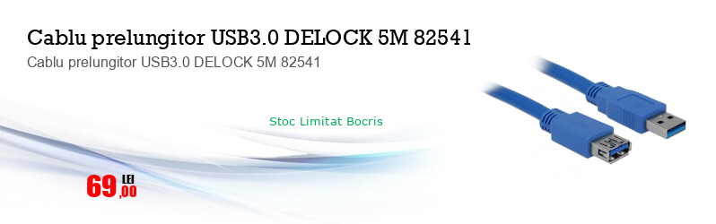 Cablu prelungitor USB3.0 DELOCK 5M 82541