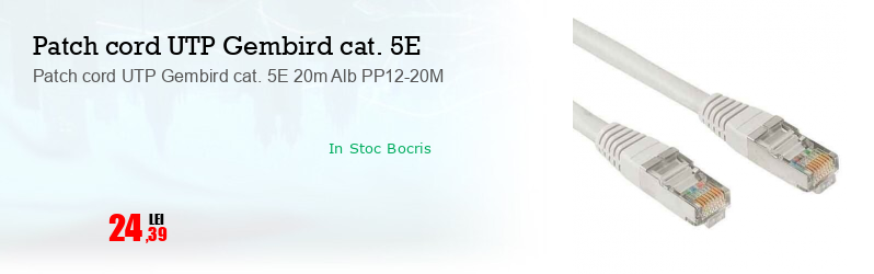 Patch cord UTP Gembird cat. 5E 20m Alb PP12-20M