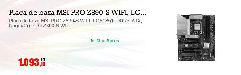 Placa de baza MSI PRO Z890-S WIFI, LGA1851, DDR5, ATX, Negru/Gri PRO Z890-S WIFI