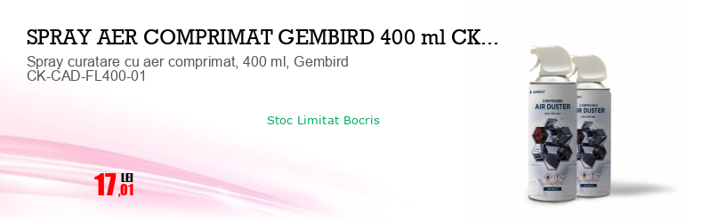 Spray curatare cu aer comprimat, 400 ml, Gembird CK-CAD-FL400-01