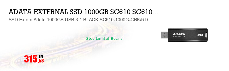 SSD Extern Adata 1000GB USB 3.1 BLACK SC610-1000G-CBK/RD