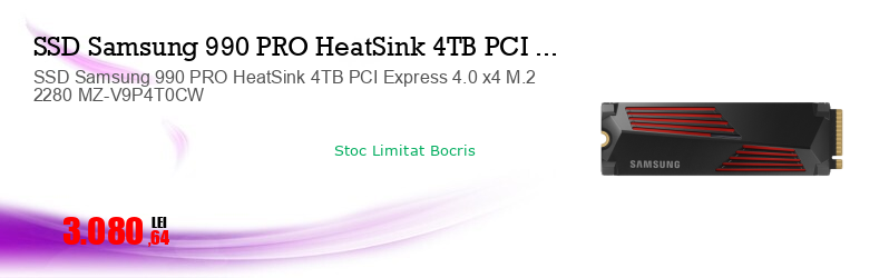 SSD Samsung 990 PRO HeatSink 4TB PCI Express 4.0 x4 M.2 2280 MZ-V9P4T0CW