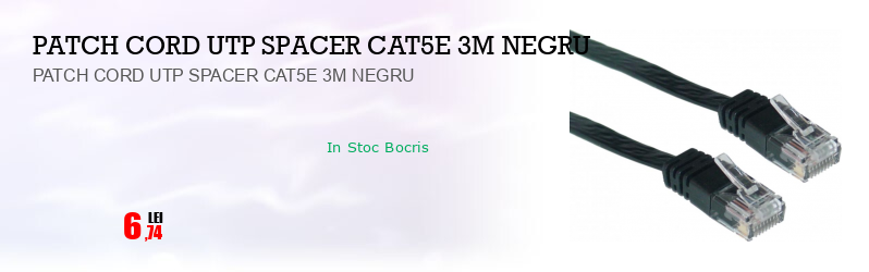 PATCH CORD UTP SPACER CAT5E 3M NEGRU