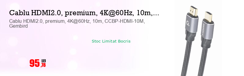 Cablu HDMI2.0, premium, 4K@60Hz, 10m, CCBP-HDMI-10M, Gembird