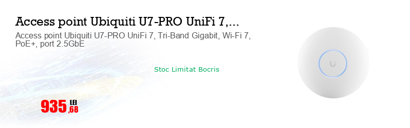Access point Ubiquiti U7-PRO UniFi 7, Tri-Band Gigabit, Wi-Fi 7, PoE+, port 2.5GbE