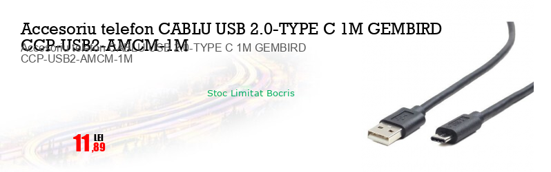 Accesoriu telefon CABLU USB 2.0-TYPE C 1M GEMBIRD CCP-USB2-AMCM-1M 