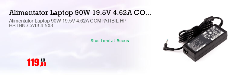 Alimentator Laptop 90W 19.5V 4.62A COMPATIBIL HP HSTNN-CA13 4.5X3
