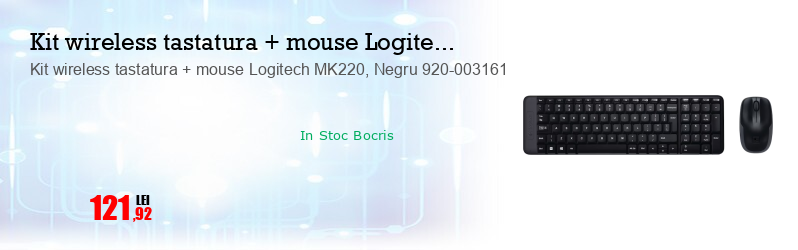 Kit wireless tastatura + mouse Logitech MK220, Negru 920-003161