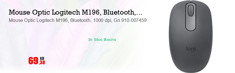 Mouse Optic Logitech M196, Bluetooth, 1000 dpi, Gri 910-007459