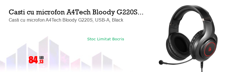 Casti cu microfon A4Tech Bloody G220S, USB-A, Black