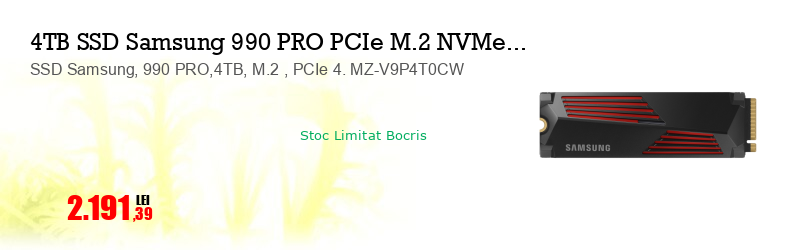 SSD Samsung, 990 PRO,4TB, M.2 , PCIe 4. MZ-V9P4T0CW