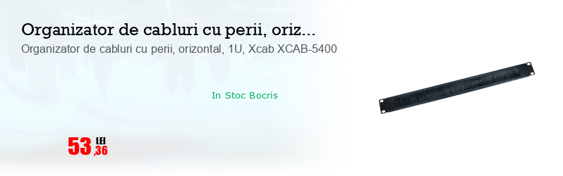 Organizator de cabluri cu perii, orizontal, 1U, Xcab XCAB-5400