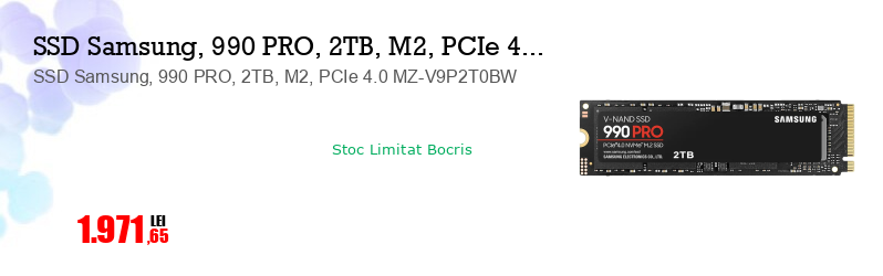 SSD Samsung, 990 PRO, 2TB, M2, PCIe 4.0 MZ-V9P2T0BW
