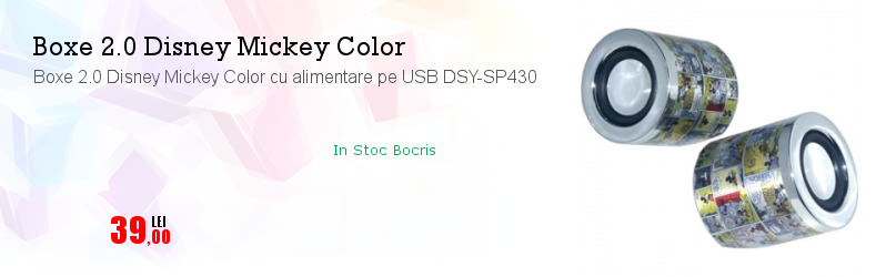 Boxe 2.0 Disney Mickey Color cu alimentare pe USB DSY-SP430