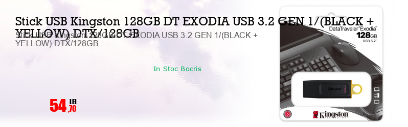 Stick USB Kingston 128GB DT EXODIA USB 3.2 GEN 1/(BLACK + YELLOW) DTX/128GB