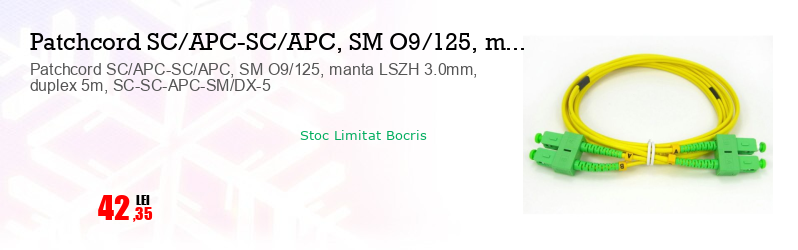 Patchcord SC/APC-SC/APC, SM O9/125, manta LSZH 3.0mm, duplex 5m, SC-SC-APC-SM/DX-5