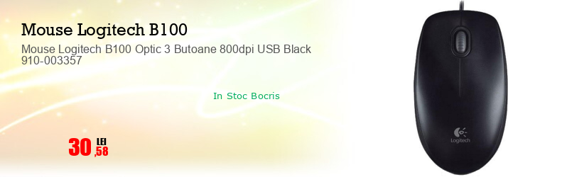 Mouse Logitech B100 Optic 3 Butoane 800dpi USB Black 910-003357