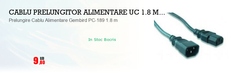 Prelungire Cablu Alimentare Gembird PC-189 1.8 m