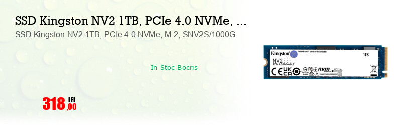 SSD Kingston NV2 1TB, PCIe 4.0 NVMe, M.2, SNV2S/1000G